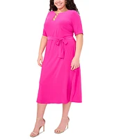 Msk Plus Tie-Waist Hardware A-Line Dress