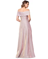 Betsy & Adam Women's Off-The-Shoulder Glitter Gown