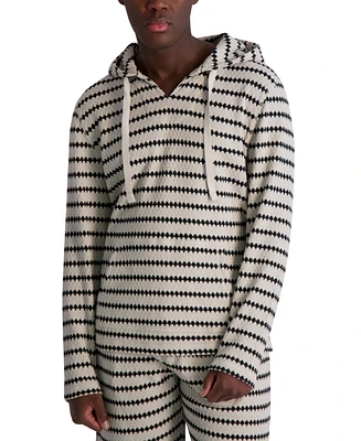 Karl Lagerfeld Paris Men's Relaxed Fit Long Sleeve Jacquard Striped Hoodie