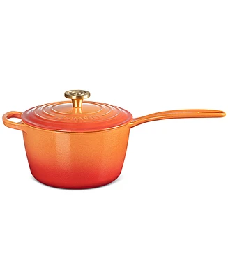 Le Creuset Signature 2.25-Qt. Flamme Doree Enameled Cast Iron Saucepan with Crucible Knob - 100th Anniversary Edition