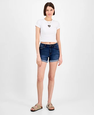 Celebrity Pink Juniors' 4" High-Rise Curvy Denim Shorts