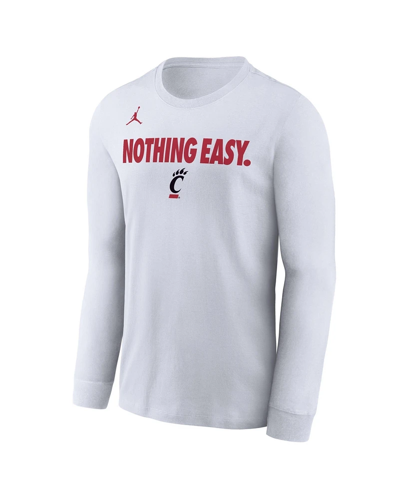 Men's White Cincinnati Bearcats 2025 On-Court Bench Long Sleeve T-Shirt