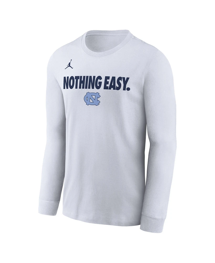 Men's White North Carolina Tar Heels 2025 On-Court Bench Long Sleeve T-Shirt