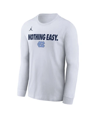 Men's White North Carolina Tar Heels 2025 On-Court Bench Long Sleeve T-Shirt