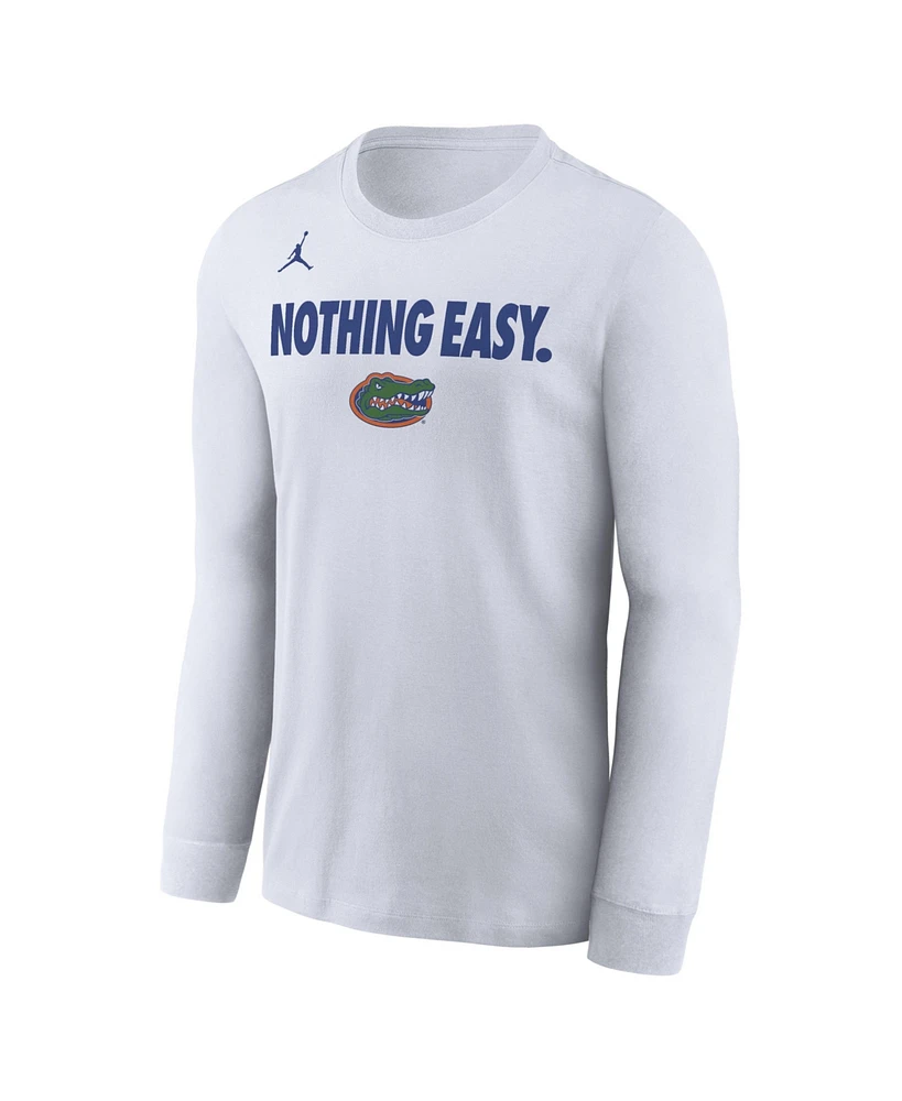 Men's White Florida Gators 2025 On-Court Bench Long Sleeve T-Shirt