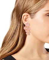 Guess Gold-Tone Pave Color Flower Cluster Clip-On Statement Earrings