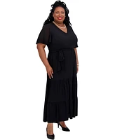 Kasper Women's V-Neck Flutter-Sleeve Maxi Dress, Regular & Plus Sizes