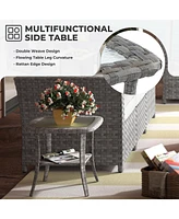 Xizzi 13 Pieces Outdoor Furniture Patio Sectional Sofa,No Assembly Required Pe Wicker Conversation Sets with 42" Fire Pit,Armchairs,Ottomans and Coffe