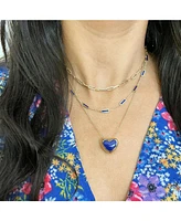 The Lovery Lapis Puffy Heart Necklace 14K Gold