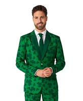 Suitmeister Men's Party Costume. Pats Green Suit - Shamrock Print for Men