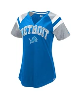 Starter Women's Blue Detroit Lions Game On Notch Neck Raglan T-Shirt