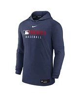 Nike Men's Heather Navy Atlanta Braves Authentic Collection Tri-Blend Performance Pullover Hoodie