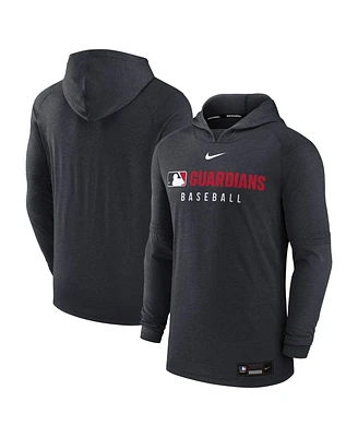 Nike Men's Heather Black Cleveland Guardians Authentic Collection Tri-Blend Performance Pullover Hoodie