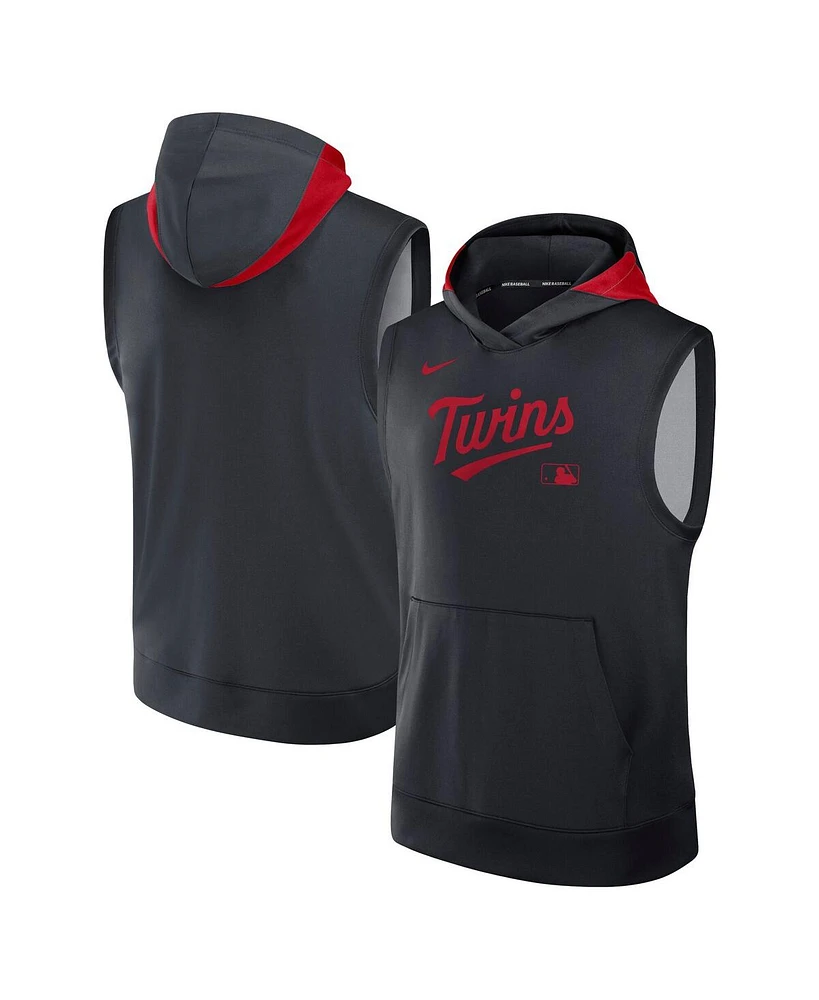 Nike Men's Navy Minnesota Twins Authentic Collection Performance Sleeveless Pullover Hoodie