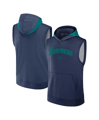 Nike Men's Navy Seattle Mariners Authentic Collection Performance Sleeveless Pullover Hoodie