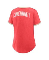 Fanatics Women's Red Cincinnati Reds Binge Worthy Stadium Slub V-Neck T-Shirt