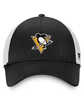 Fanatics Men's Black/White Pittsburgh Penguins Core Primary Logo Trucker Adjustable Hat