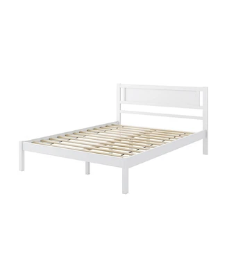 Full Size Wood Bed Frame with Headboard and Wooden Slats Support-Full