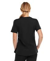 Medichic Women's Ruth 3-Pocket Multi Stitch V-Neck Scrub Top, Black