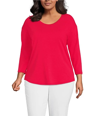 Lands' End Plus 3/4 Sleeve Lightweight Jersey Tunic