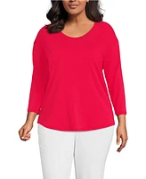 Lands' End Plus 3/4 Sleeve Lightweight Jersey Tunic