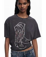 Desigual Women's Cowboy boots T-shirt