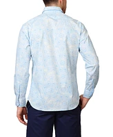 Tailorbyrd Men's Blue Mandala Print Long Sleeve Shirt