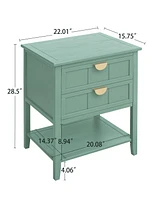 Mondawe 2 Drawer Side Table, American Style, End Table, Suitable for Bedroom, Living Room, Study