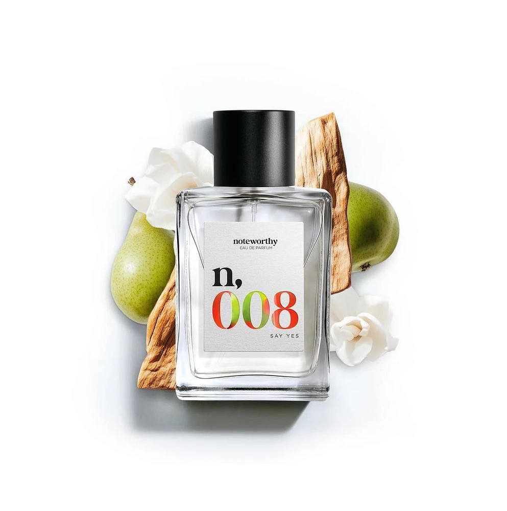 Noteworthy n,008 Say Yes Eau de Parfum 100ml – A Captivating Blend of Pear, Jasmine & Sandalwood | Modern Unisex Luxury Fragrance