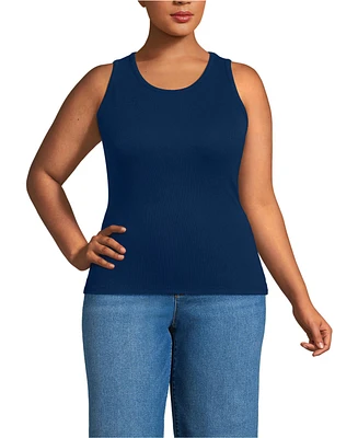Lands' End Plus Drapey Rib Skimming Tank Top