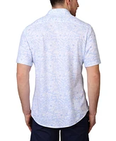Tailorbyrd Men's Modal Short Sleeve Shirt with Tropical Tonal Print