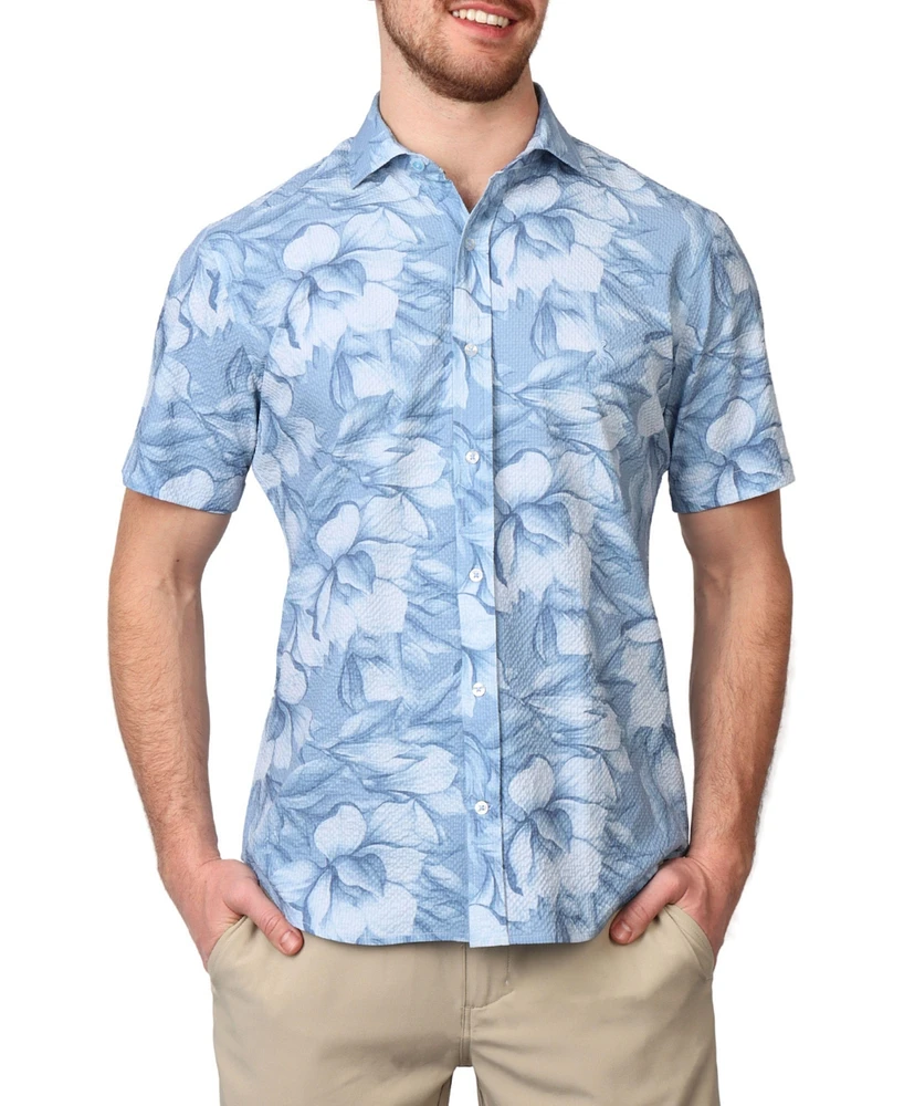 Tailorbyrd Men's Printed Seersucker Short Sleeve Shirt