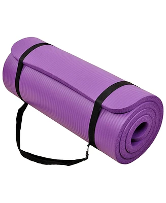 BalanceFrom Fitness GoCloud 1" Thick Exercise Yoga Mat w/Carry Strap, Purple