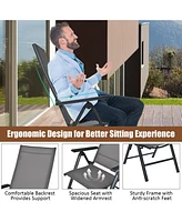 4PCS Patio Folding Dining Chairs Aluminium Adjustable Back