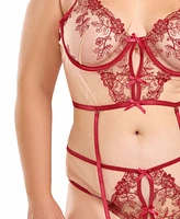 iCollection Women's 2PC Embroidery Trimmed Bralette Bra and Panty Lingerie Set