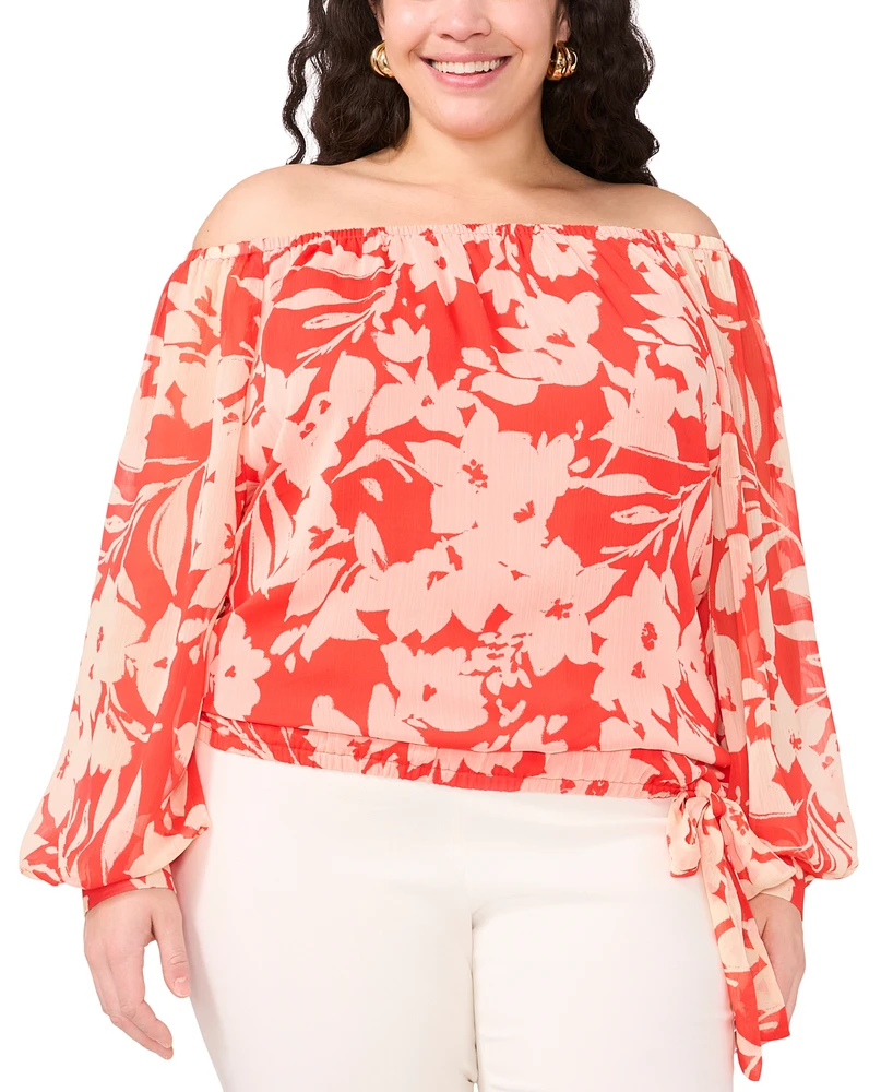 Vince Camuto Plus Off-The-Shoulder Long-Sleeve Blouse