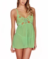 Hauty Women's 2PC Jacquard Babydoll and Panty Lingerie Set