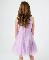 Rare Editions Big Girls Tonal Glitter Net Mesh Social Dress