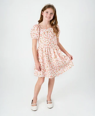 Rare Editions Big Girls Floral Eyelet Scalloped Hem Dress