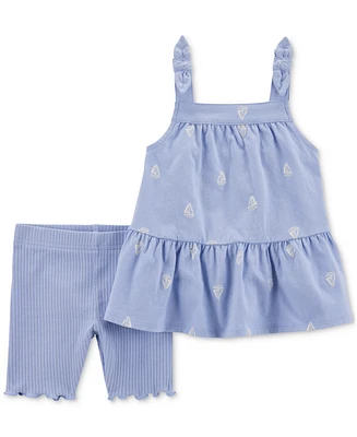 Carter's Toddler Girls Sailboat-Print Tank Top & Shorts, 2 Piece Set