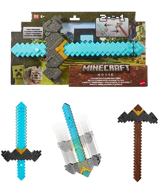 Minecraft Click and Switch Sword and Pickaxe Role Play 2-in-1 Weapon Toy