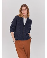 Celtic & Co. Women's British Wool Cable Zip Cardigan