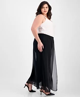 Alex Evenings Plus Flowy Chiffon Wide-Leg Evening Pants