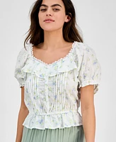 And Now This Petite Floral-Print Ruffled Blouse, Exclusively at Macy's