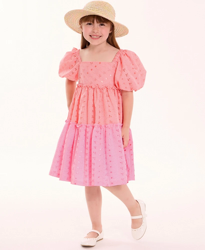 Bonnie Jean Big Girls 2-Piece Tiered Eyelet Dress and Matching Hat Set
