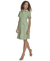 Calvin Klein Women's Tweed Collared Shirtdress