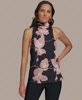 Donna Karan New York Women's Sleeveless Floral High-Neck Top