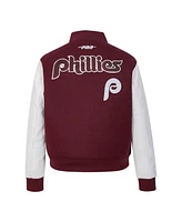 Pro Standard Women's Burgundy Philadelphia Phillies Game Day Classics Wool Varsity Jacket