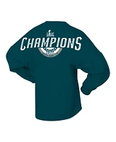 Fanatics Women's Midnight Green Philadelphia Eagles Super Bowl Lix Champions Lace-Up Spirit Jersey Long Sleeve T-Shirt