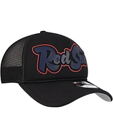 New Era Men's Black Boston Red Sox Retro Bold A-Frame Trucker 9FORTY Adjustable Hat